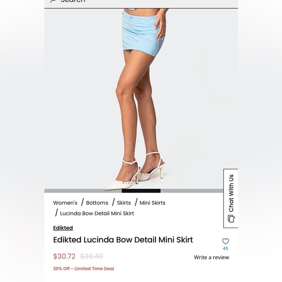 Edikted Lucinda bow detail mini skirt size medium in blue!! - Picture 2 of 7